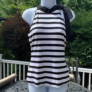 WHBM black/white and beaded halter